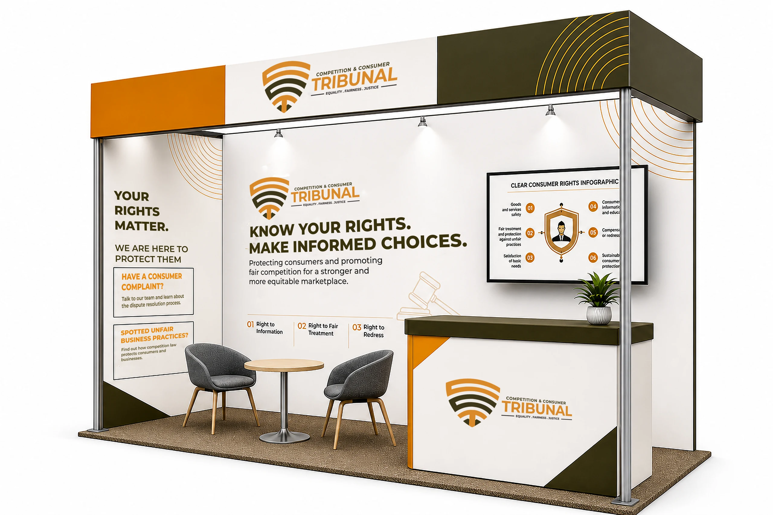3D exhibition booth concept for the Competition and Consumer Tribunal