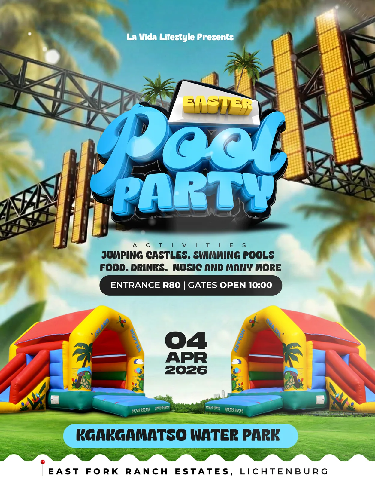 Easter pool party event flyer design