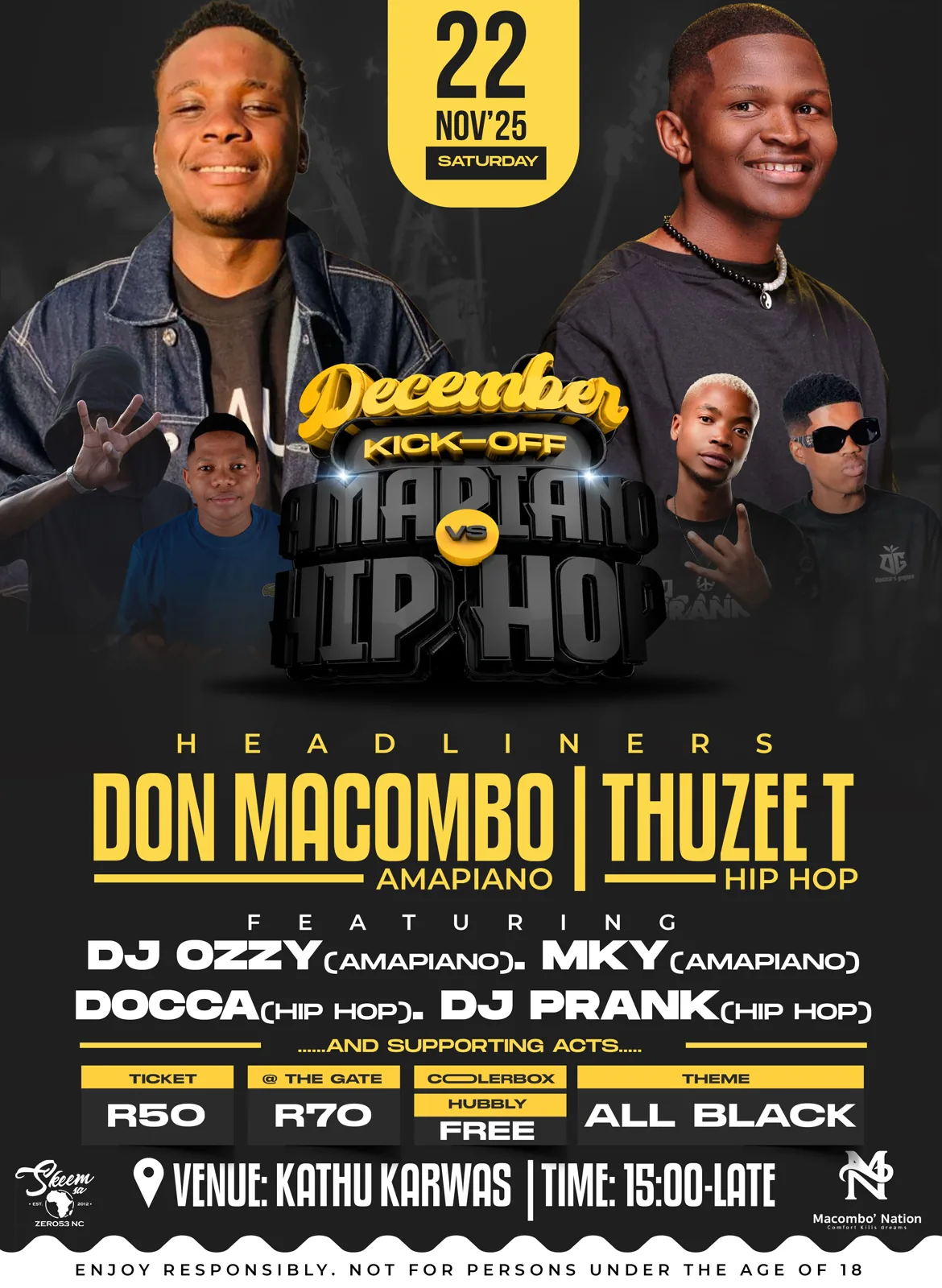 Amapiano versus Hip Hop event flyer design