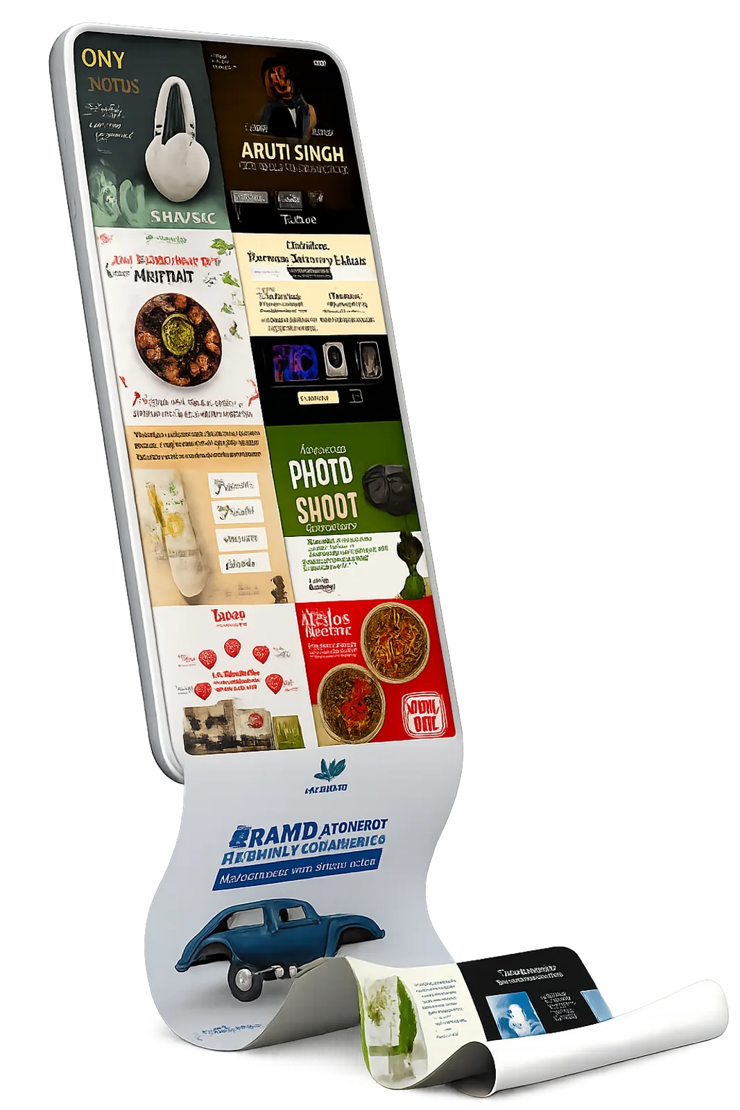 Large phone and scrolling flyer portfolio mockup