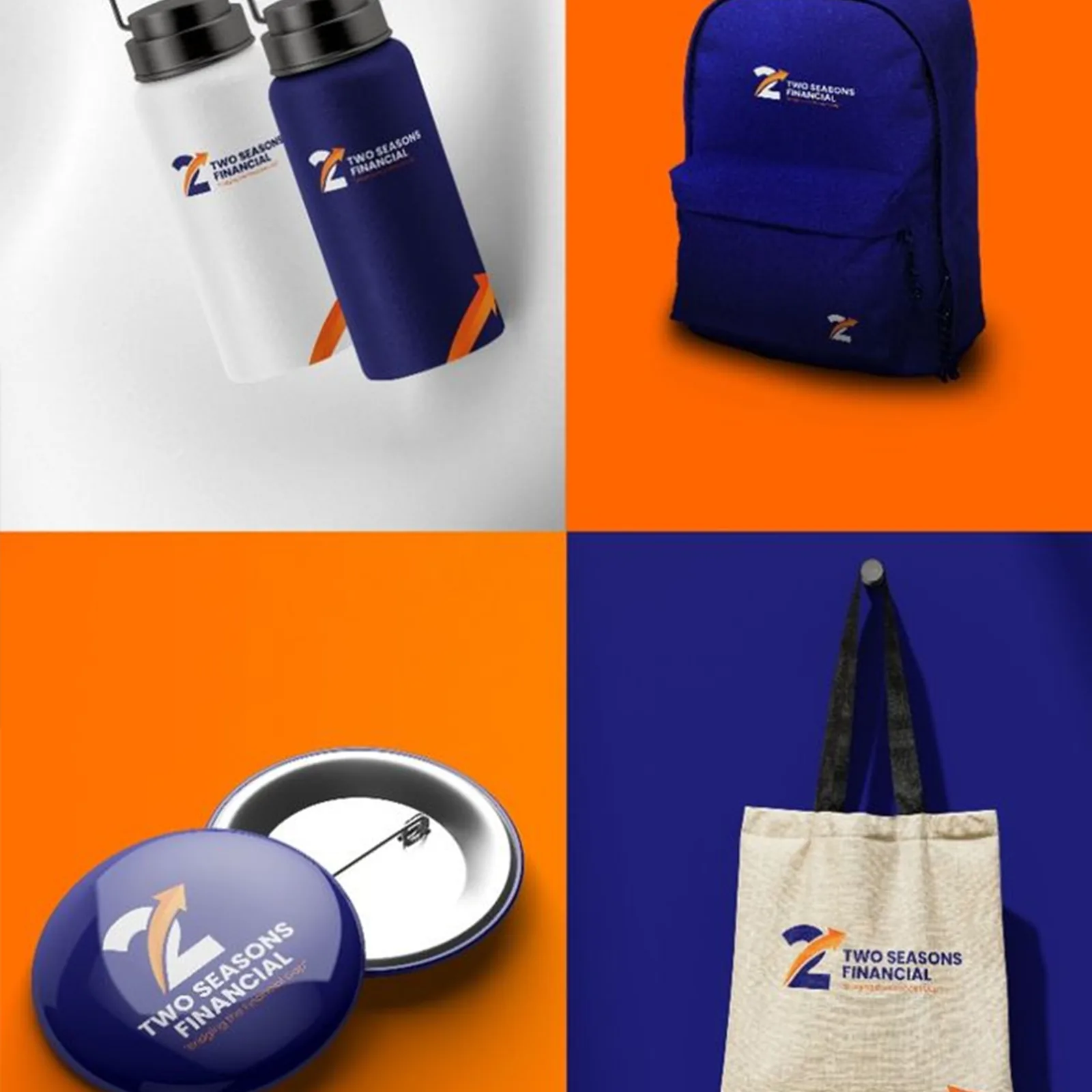 Purple and orange corporate merchandise brand presentation