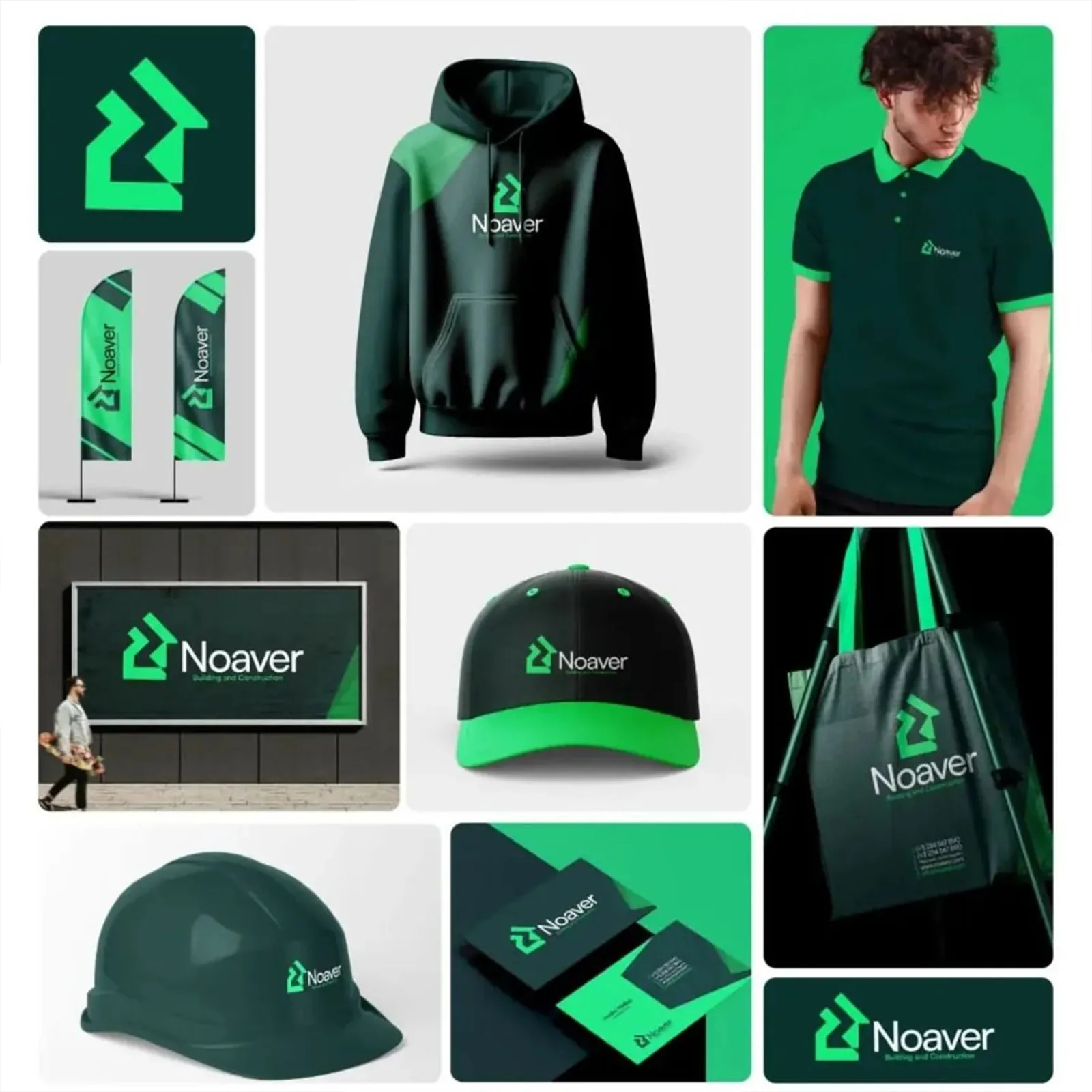 Noaver dark green streetwear brand applications