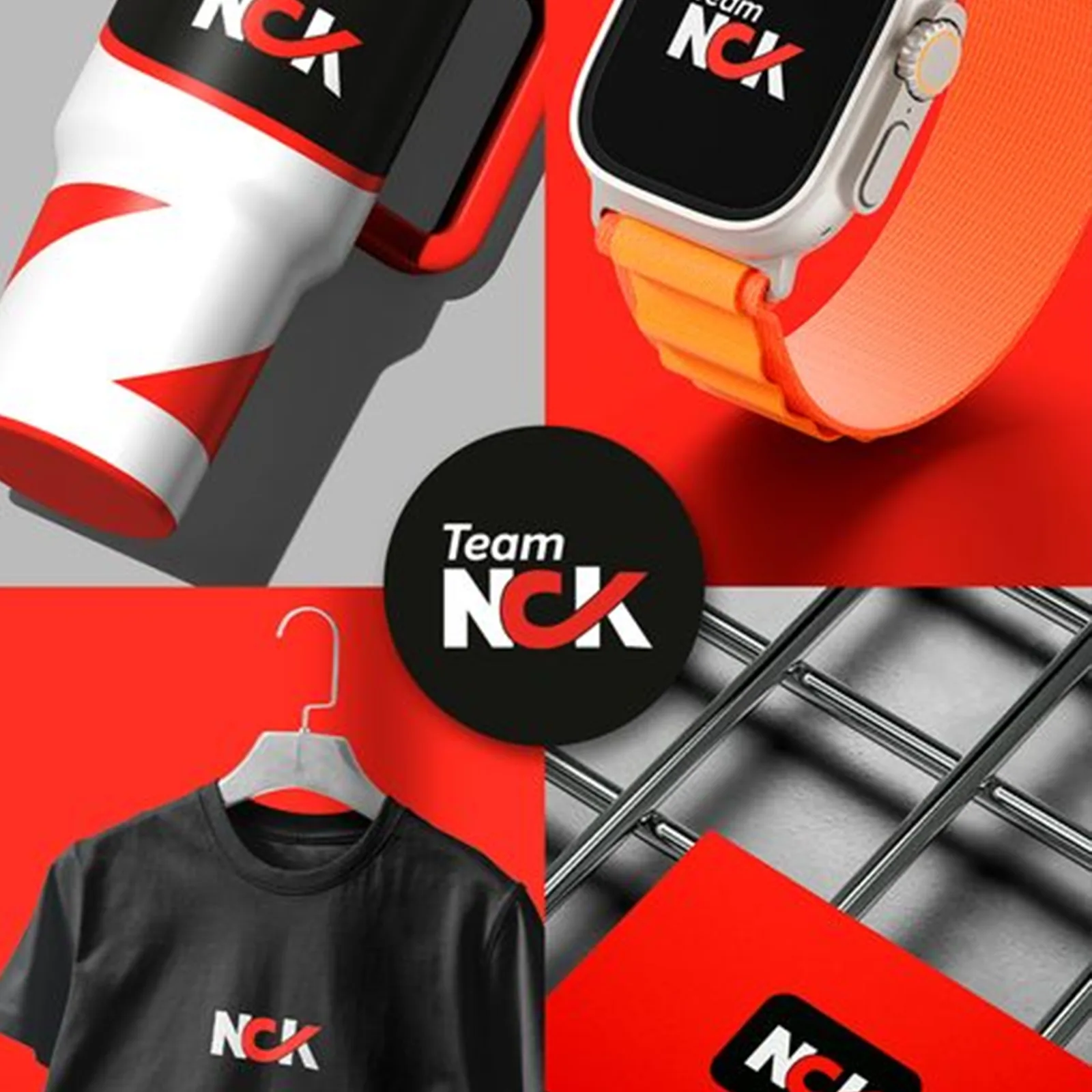 Team NCK red and black sports brand applications
